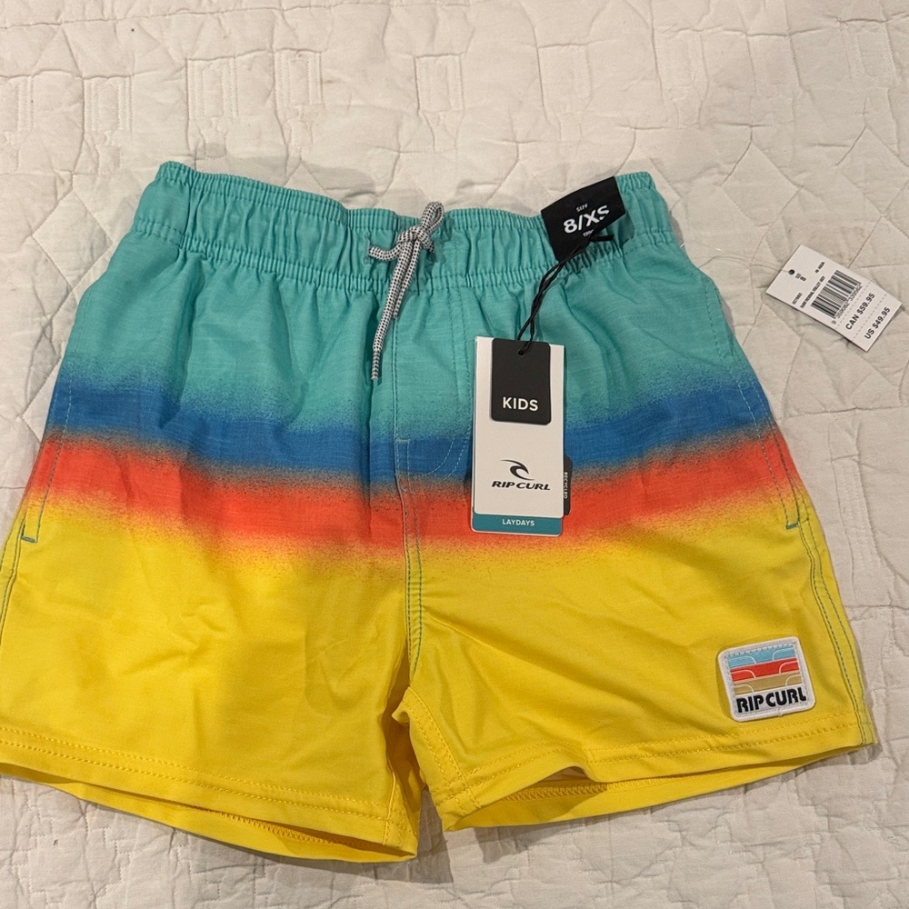NWT Rip Curl Kids Laydays Lifestyle Board Shorts Swim Trunk- Teal, Orange, Blue